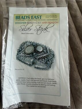 Beads East Silver Streak bracelet Bead Embroidery Kit - Silver